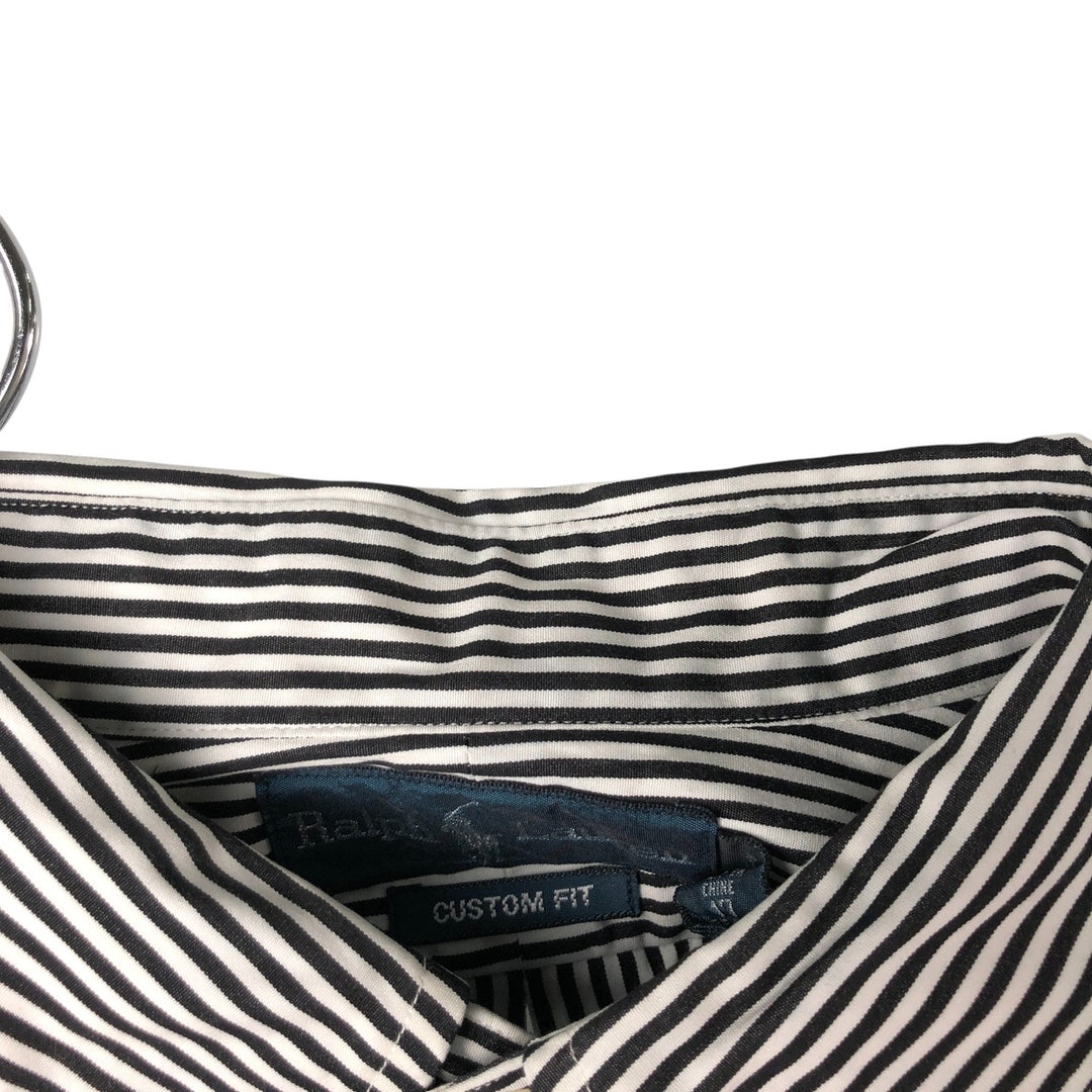Ralph Lauren CUSTOM FIT long sleeve button down striped shirt men's XL size cotton white type Vintage Second Hand