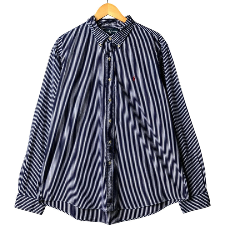 Ralph Lauren CUSTOM FIT long sleeve button down striped shirt men's XXL cotton white type Vintage Second Hand