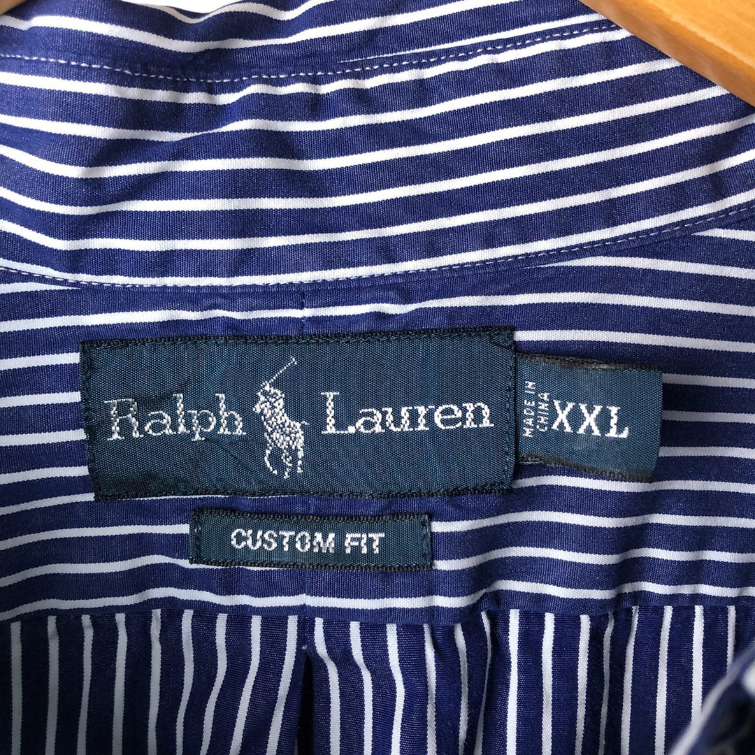 Ralph Lauren CUSTOM FIT long sleeve button down striped shirt men's XXL cotton white type Vintage Second Hand