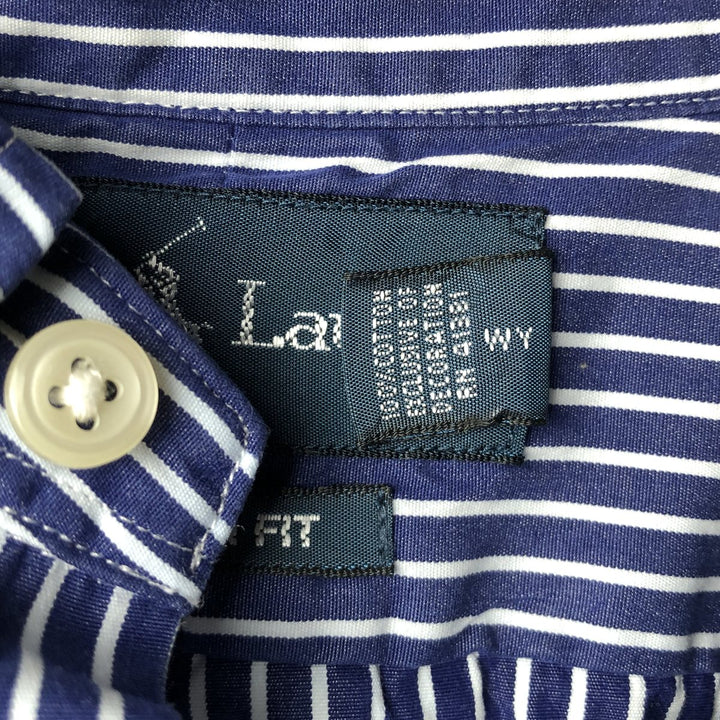 Ralph Lauren CUSTOM FIT long sleeve button down striped shirt men's XXL cotton white type Vintage Second Hand