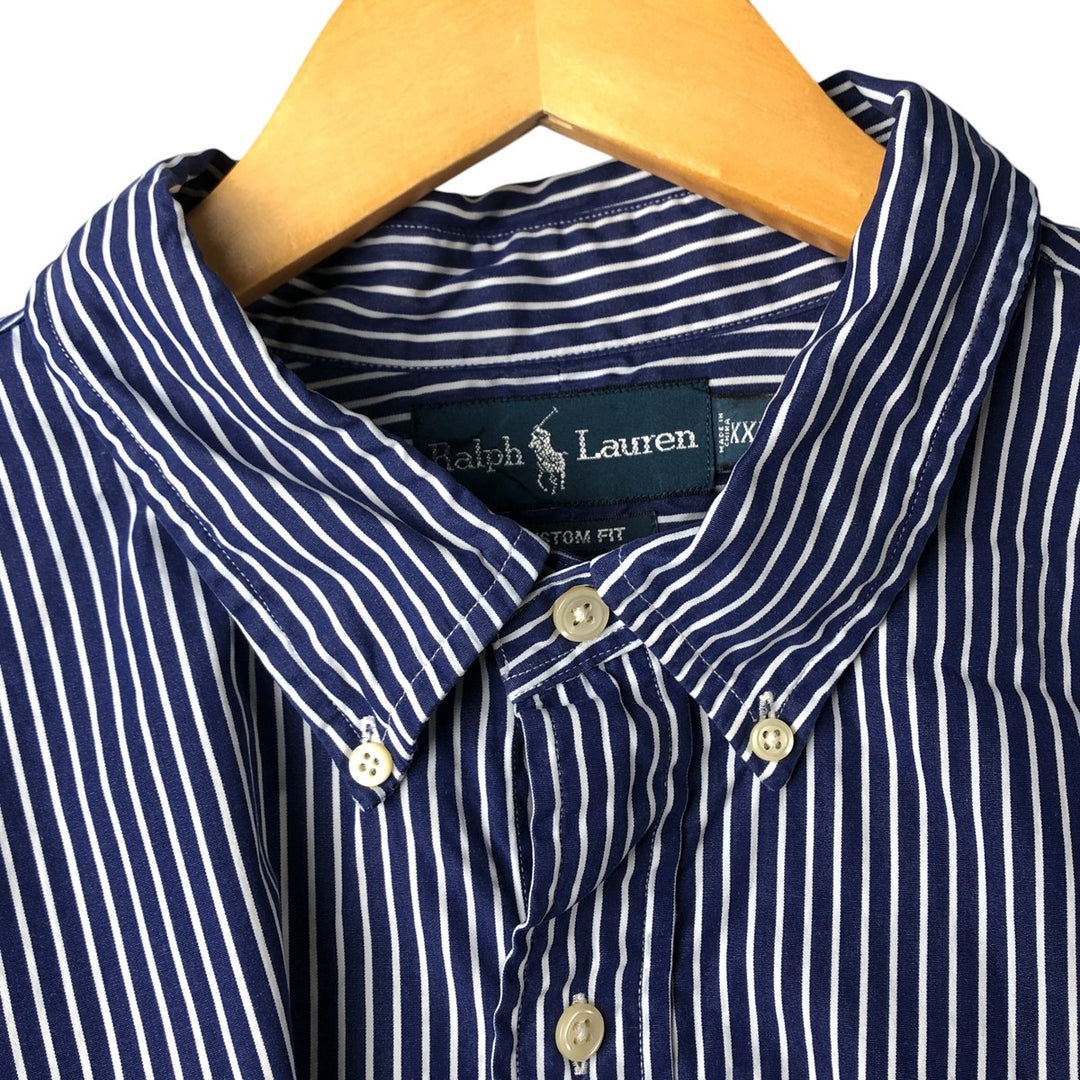 Ralph Lauren CUSTOM FIT long sleeve button down striped shirt men's XXL cotton white type Vintage Second Hand