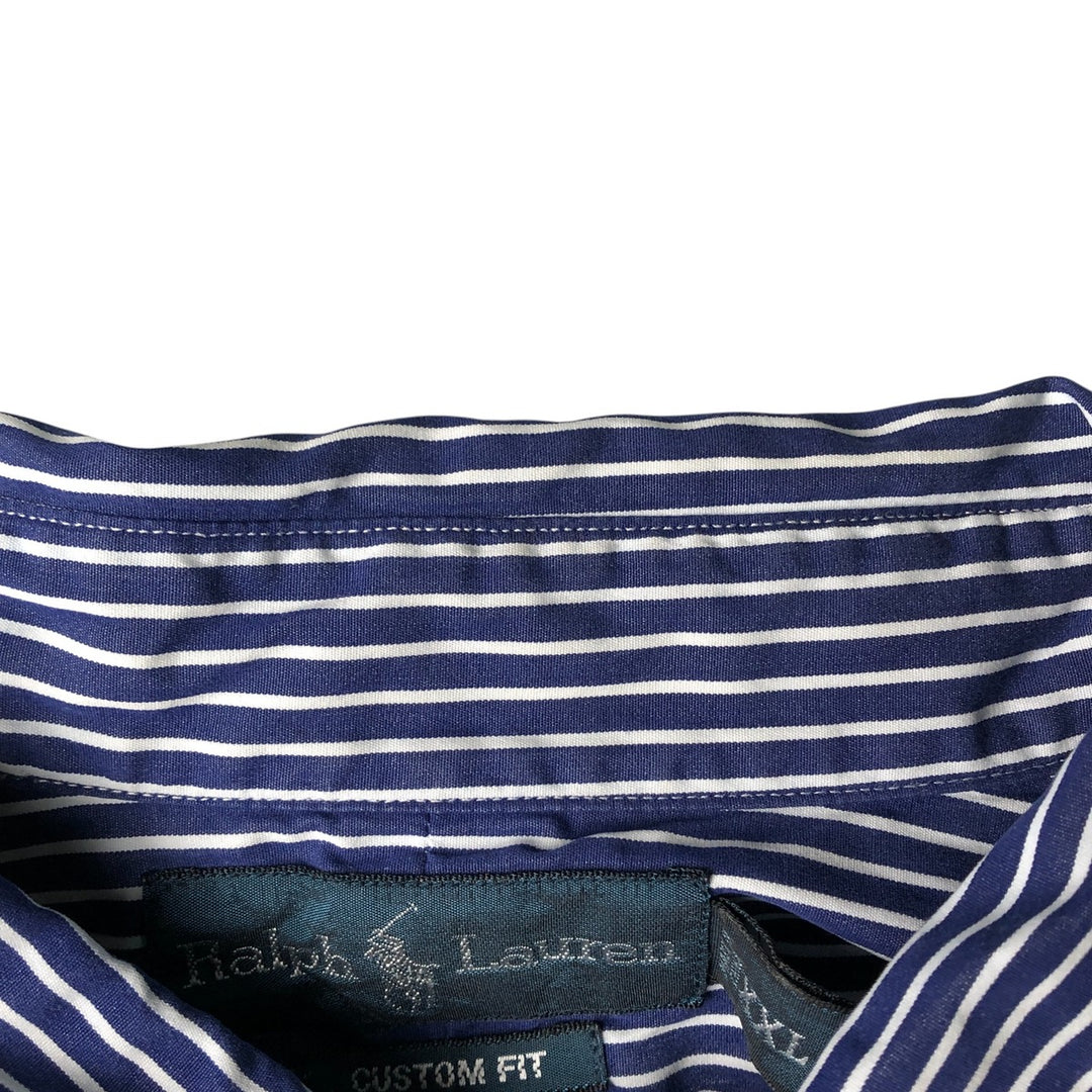 Ralph Lauren CUSTOM FIT long sleeve button down striped shirt men's XXL cotton white type Vintage Second Hand