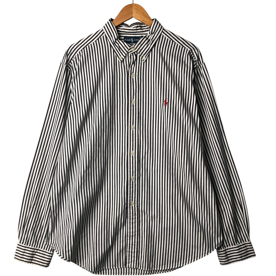 Ralph Lauren Classic Fit Long Sleeve Button Down Striped Shirt Men's XXL cotton white type Vintage Second Hand