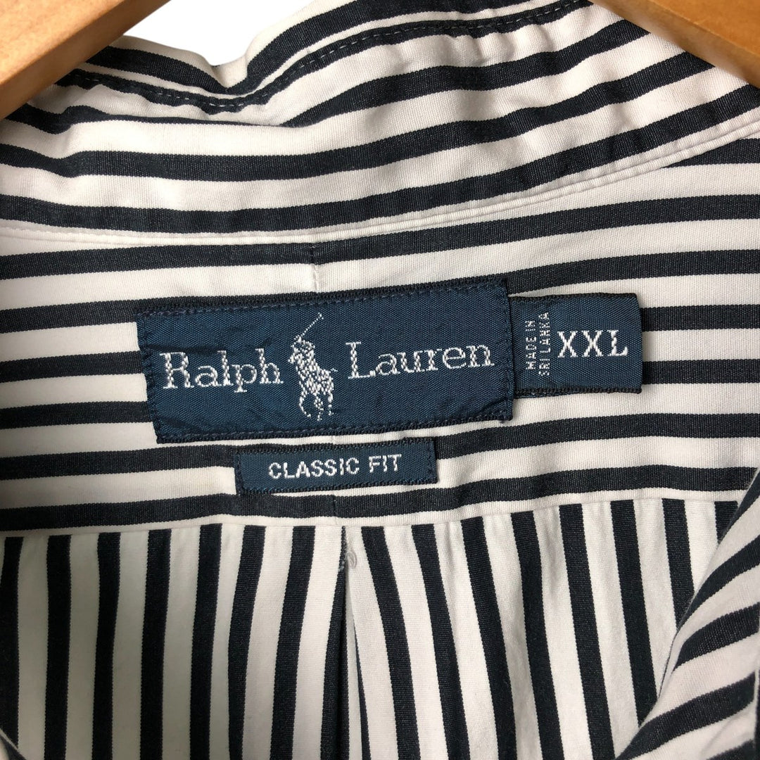 Ralph Lauren Classic Fit Long Sleeve Button Down Striped Shirt Men's XXL cotton white type Vintage Second Hand