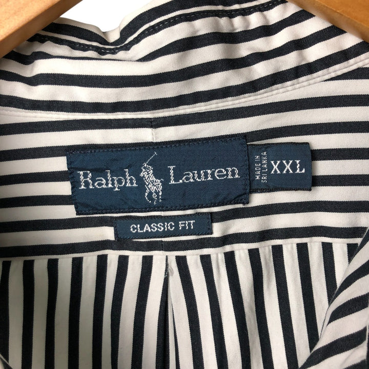 Ralph Lauren Classic Fit Long Sleeve Button Down Striped Shirt Men's XXL cotton white type Vintage Second Hand