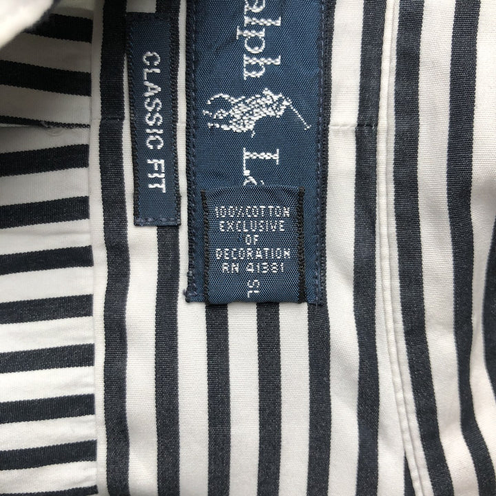 Ralph Lauren Classic Fit Long Sleeve Button Down Striped Shirt Men's XXL cotton white type Vintage Second Hand