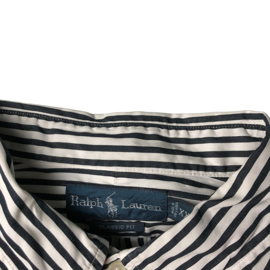 Ralph Lauren Classic Fit Long Sleeve Button Down Striped Shirt Men's XXL cotton white type Vintage Second Hand