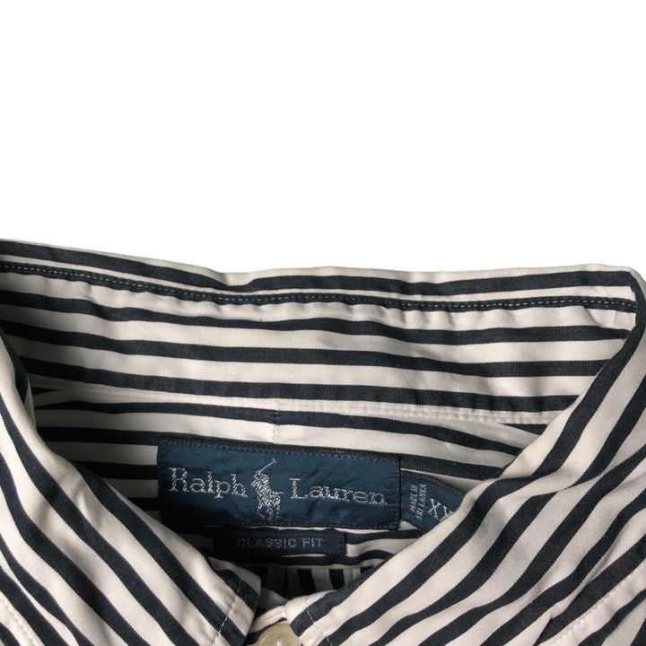 Ralph Lauren Classic Fit Long Sleeve Button Down Striped Shirt Men's XXL cotton white type Vintage Second Hand