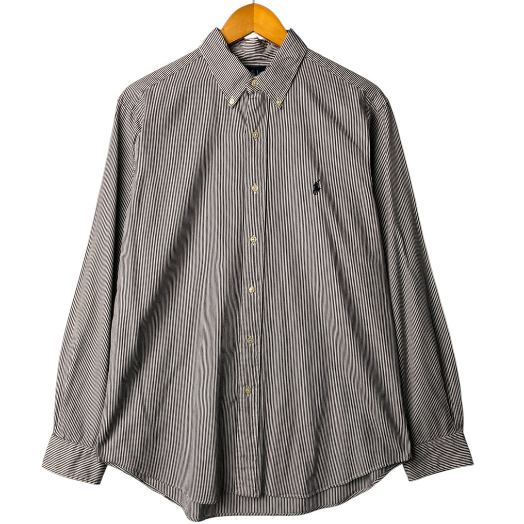 Ralph Lauren Classic Fit Long Sleeve Button Down Striped Shirt, Men's Size L cotton white type Vintage Second Hand