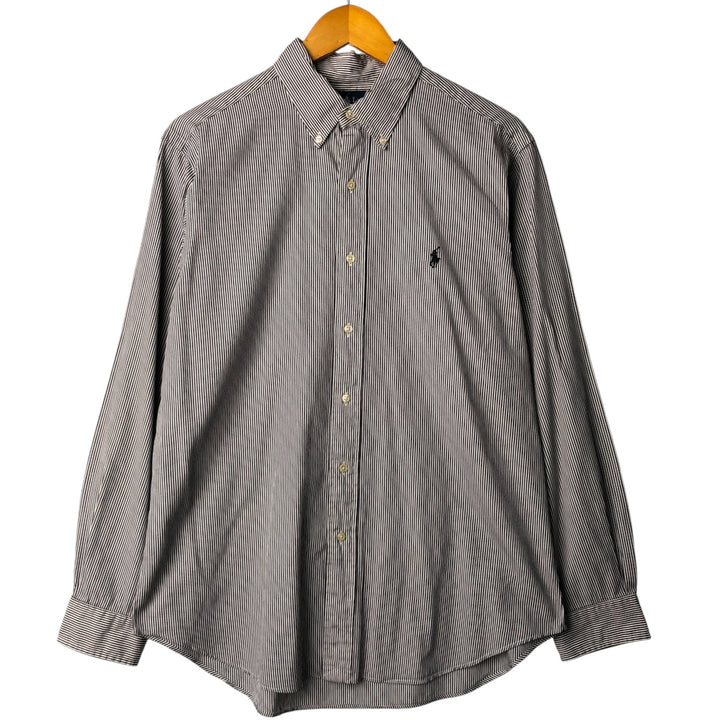 Ralph Lauren Classic Fit Long Sleeve Button Down Striped Shirt, Men's Size L cotton white type Vintage Second Hand