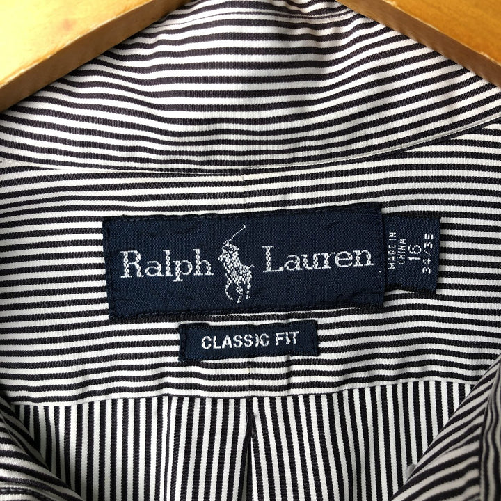 Ralph Lauren Classic Fit Long Sleeve Button Down Striped Shirt, Men's Size L cotton white type Vintage Second Hand