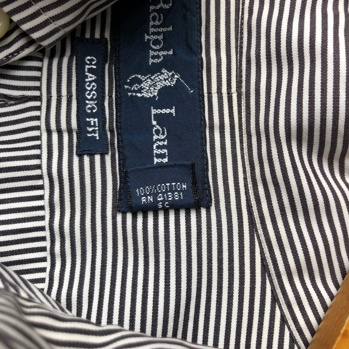 Ralph Lauren Classic Fit Long Sleeve Button Down Striped Shirt, Men's Size L cotton white type Vintage Second Hand