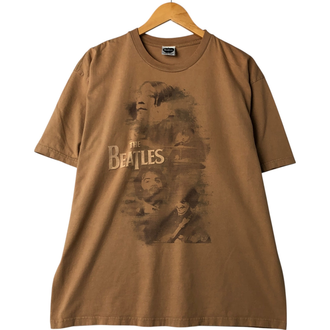 00's THE BEATLES Band T-shirt, Band T, Men's XL size cotton brown type Vintage Second Hand