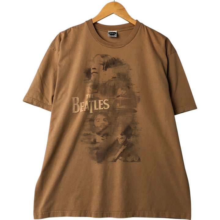 00's THE BEATLES Band T-shirt, Band T, Men's XL size cotton brown type Vintage Second Hand