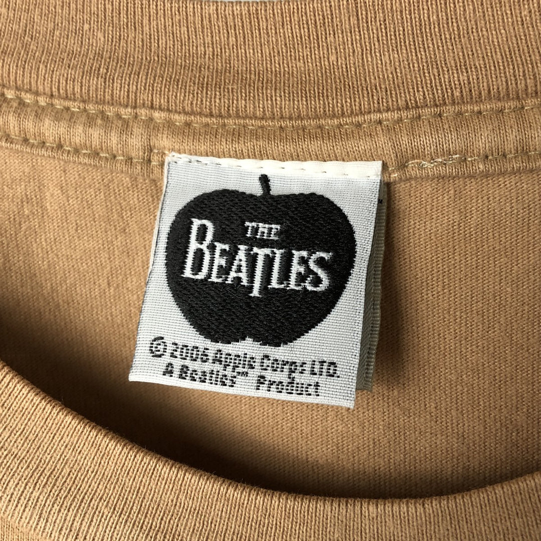 00's THE BEATLES Band T-shirt, Band T, Men's XL size cotton brown type Vintage Second Hand