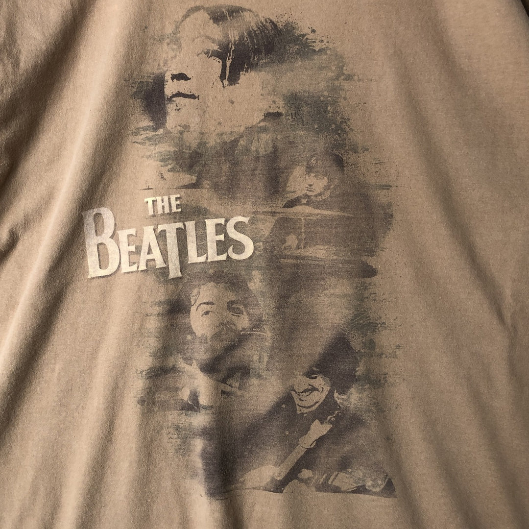 00's THE BEATLES Band T-shirt, Band T, Men's XL size cotton brown type Vintage Second Hand