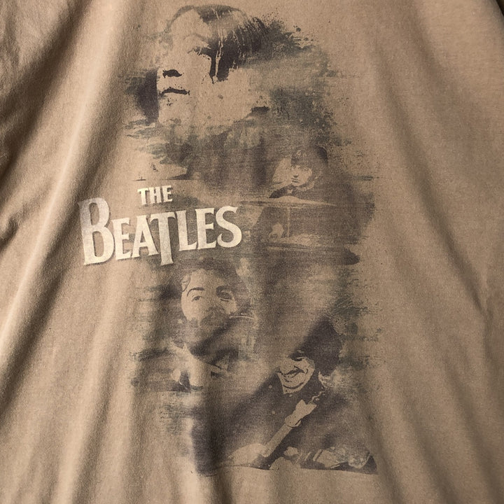 00's THE BEATLES Band T-shirt, Band T, Men's XL size cotton brown type Vintage Second Hand