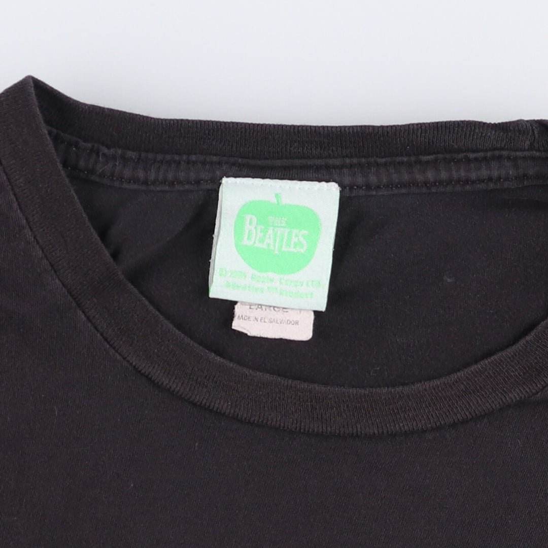 00's THE BEATLES Band T-shirt Band Tee Men's L size cotton black type Vintage Second Hand