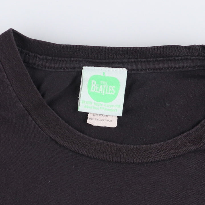 00's THE BEATLES Band T-shirt Band Tee Men's L size cotton black type Vintage Second Hand