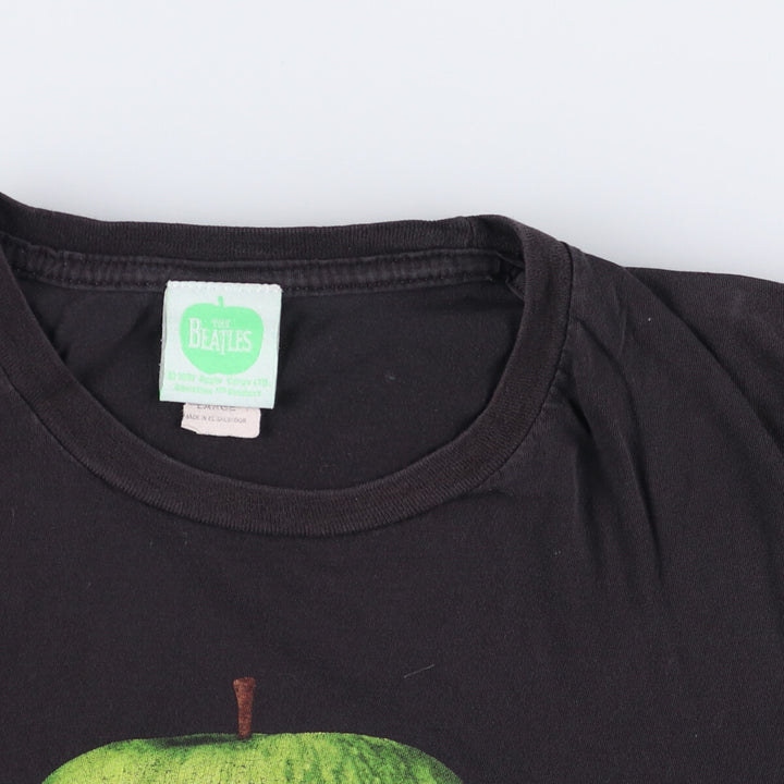 00's THE BEATLES Band T-shirt Band Tee Men's L size cotton black type Vintage Second Hand