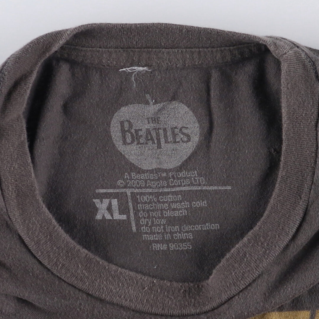 00's THE BEATLES Band T-shirt, Band T, Men's XL size cotton Charcoal Vintage Second Hand