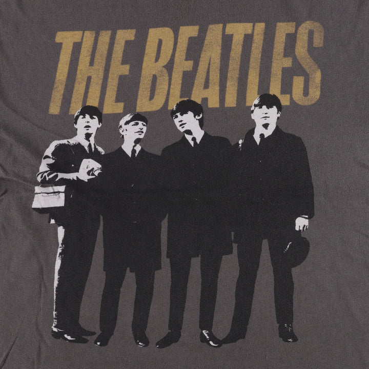 00's THE BEATLES Band T-shirt, Band T, Men's XL size cotton Charcoal Vintage Second Hand