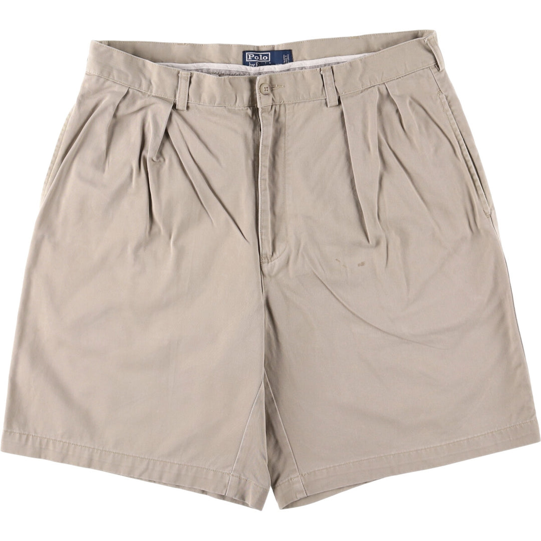 Ralph Lauren POLO by Ralph Lauren TYLER SHORT Two-pleat chino shorts, short pants, men's size W36 cotton Beige type Vintage Second Hand