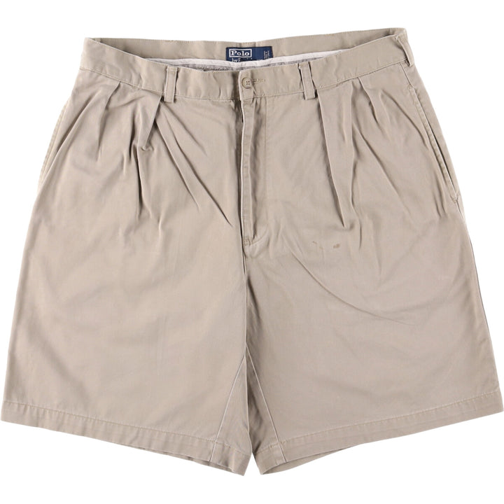 Ralph Lauren POLO by Ralph Lauren TYLER SHORT Two-pleat chino shorts, short pants, men's size W36 cotton Beige type Vintage Second Hand