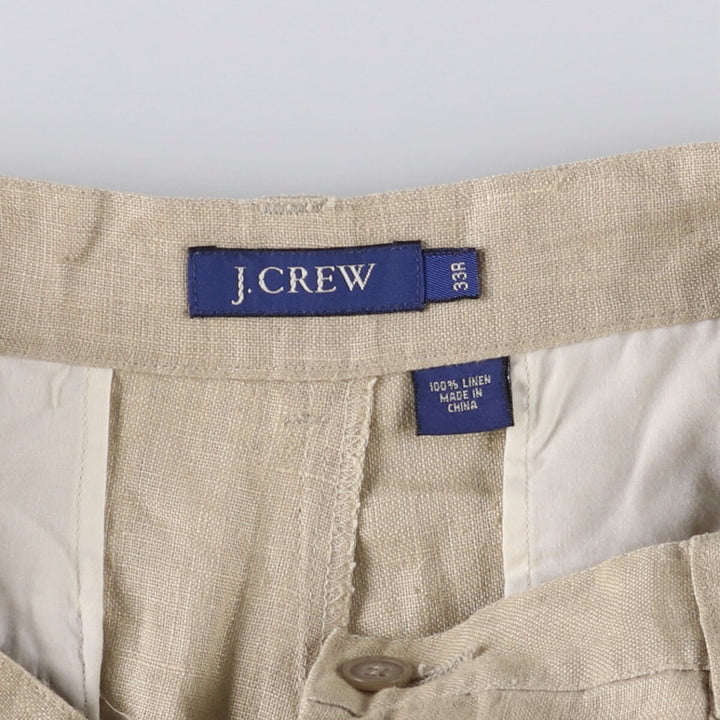 90'S J.Crew Two-pleat Linen Pants Slacks Men's Vintage W33 linen Beige type Vintage Second Hand