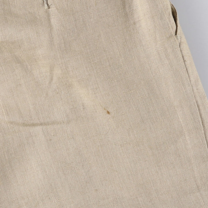 90'S J.Crew Two-pleat Linen Pants Slacks Men's Vintage W33 linen Beige type Vintage Second Hand