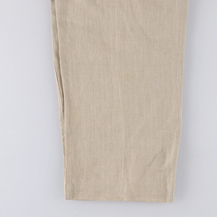 90'S J.Crew Two-pleat Linen Pants Slacks Men's Vintage W33 linen Beige type Vintage Second Hand