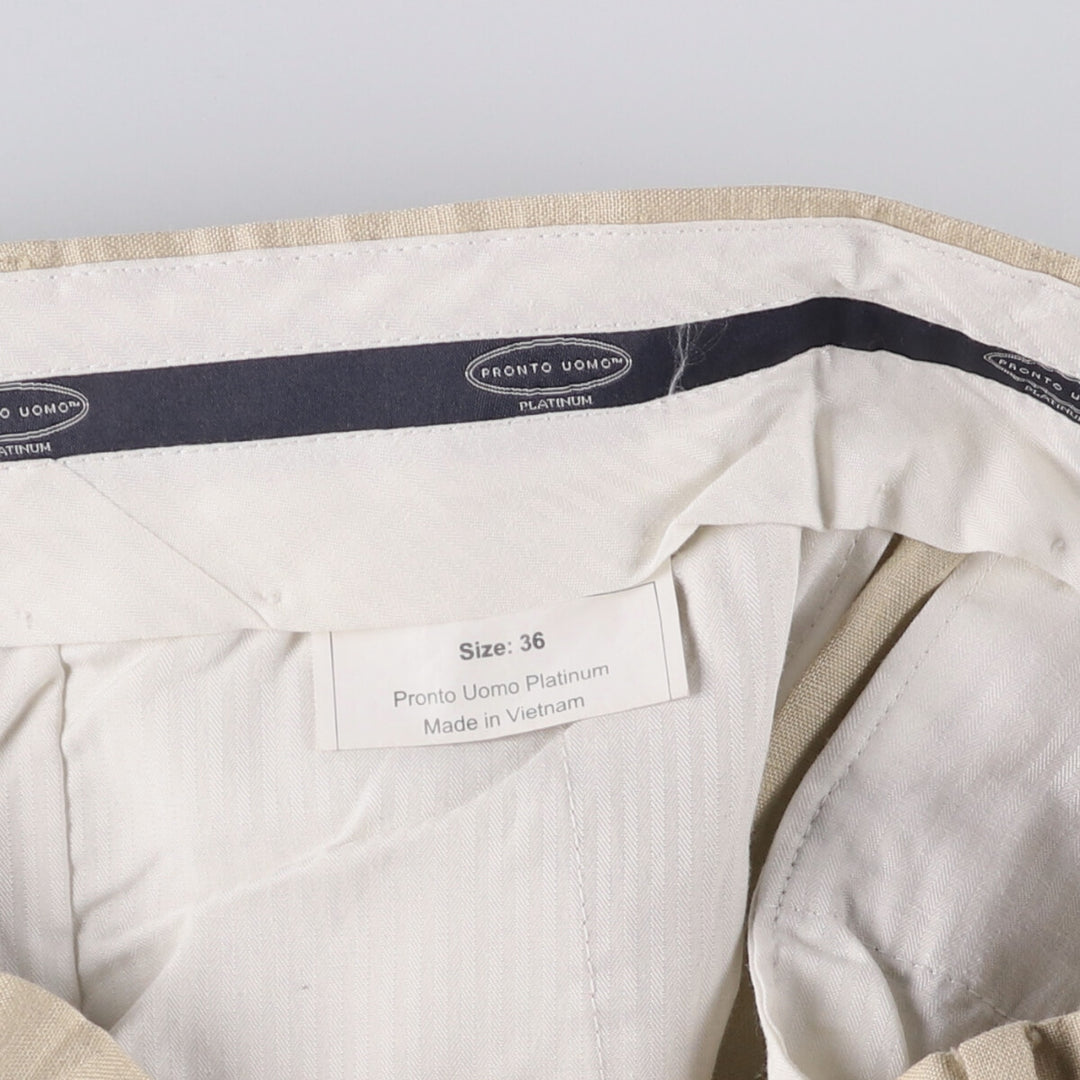 PRONT UOMO PLATINUM Linen Pants Slacks Men's w36 equivalent linen Beige type Vintage Second Hand