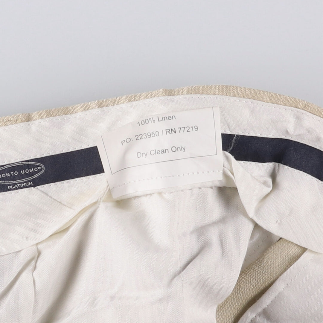 PRONT UOMO PLATINUM Linen Pants Slacks Men's w36 equivalent linen Beige type Vintage Second Hand