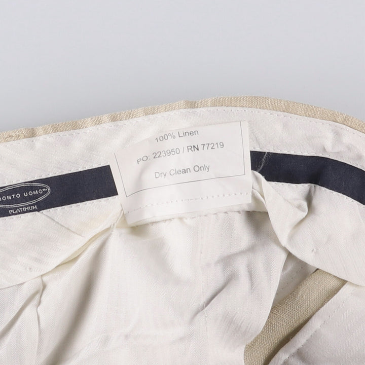 PRONT UOMO PLATINUM Linen Pants Slacks Men's w36 equivalent linen Beige type Vintage Second Hand