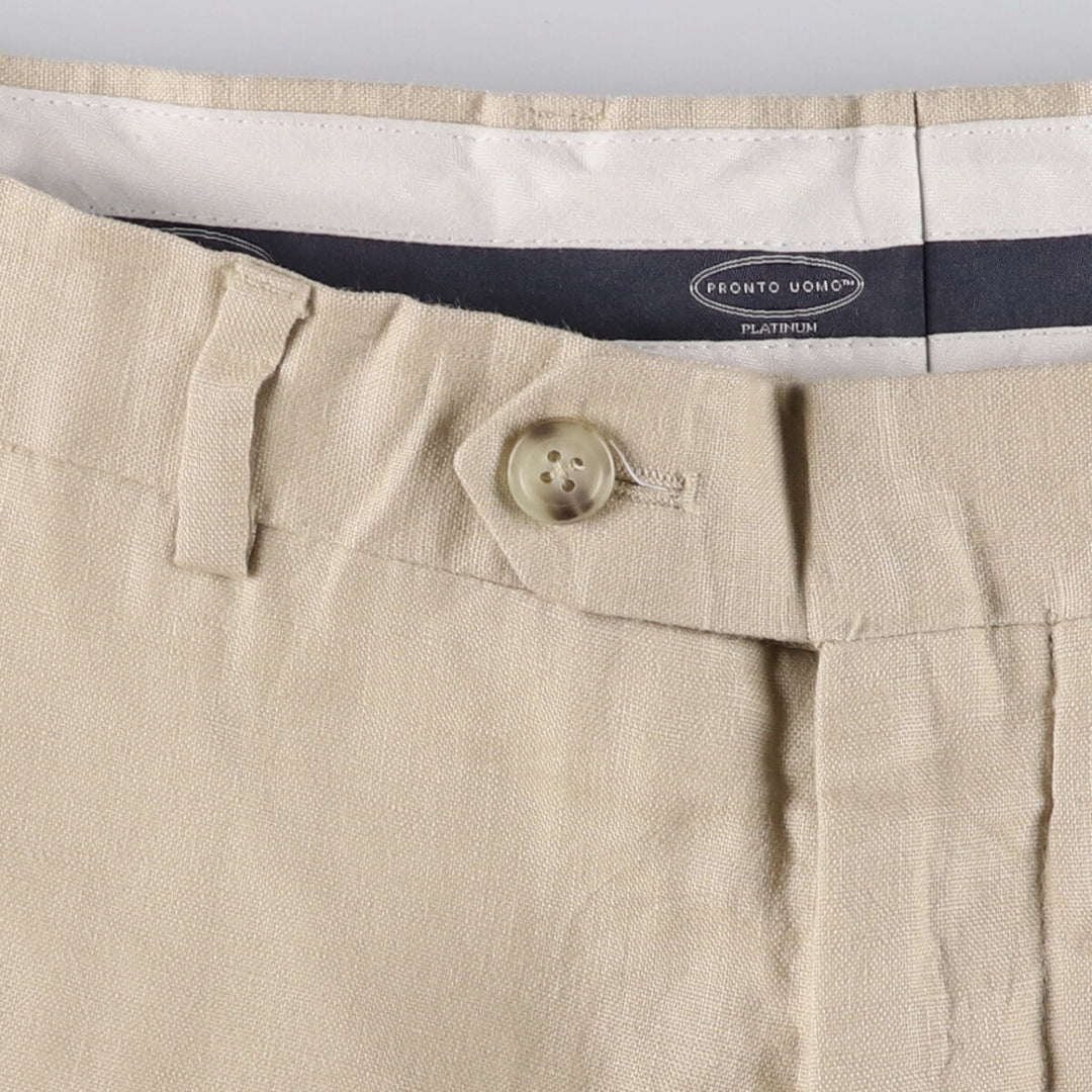 PRONT UOMO PLATINUM Linen Pants Slacks Men's w36 equivalent linen Beige type Vintage Second Hand