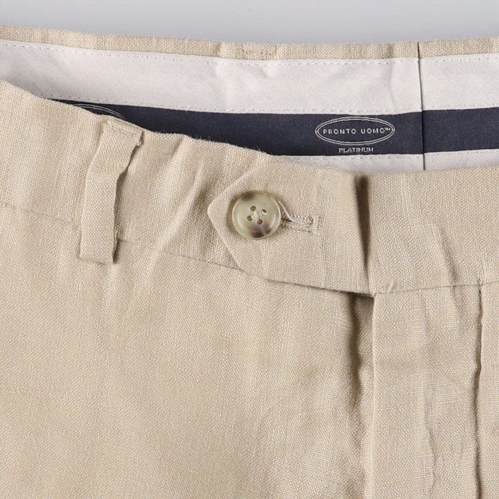 PRONT UOMO PLATINUM Linen Pants Slacks Men's w36 equivalent linen Beige type Vintage Second Hand