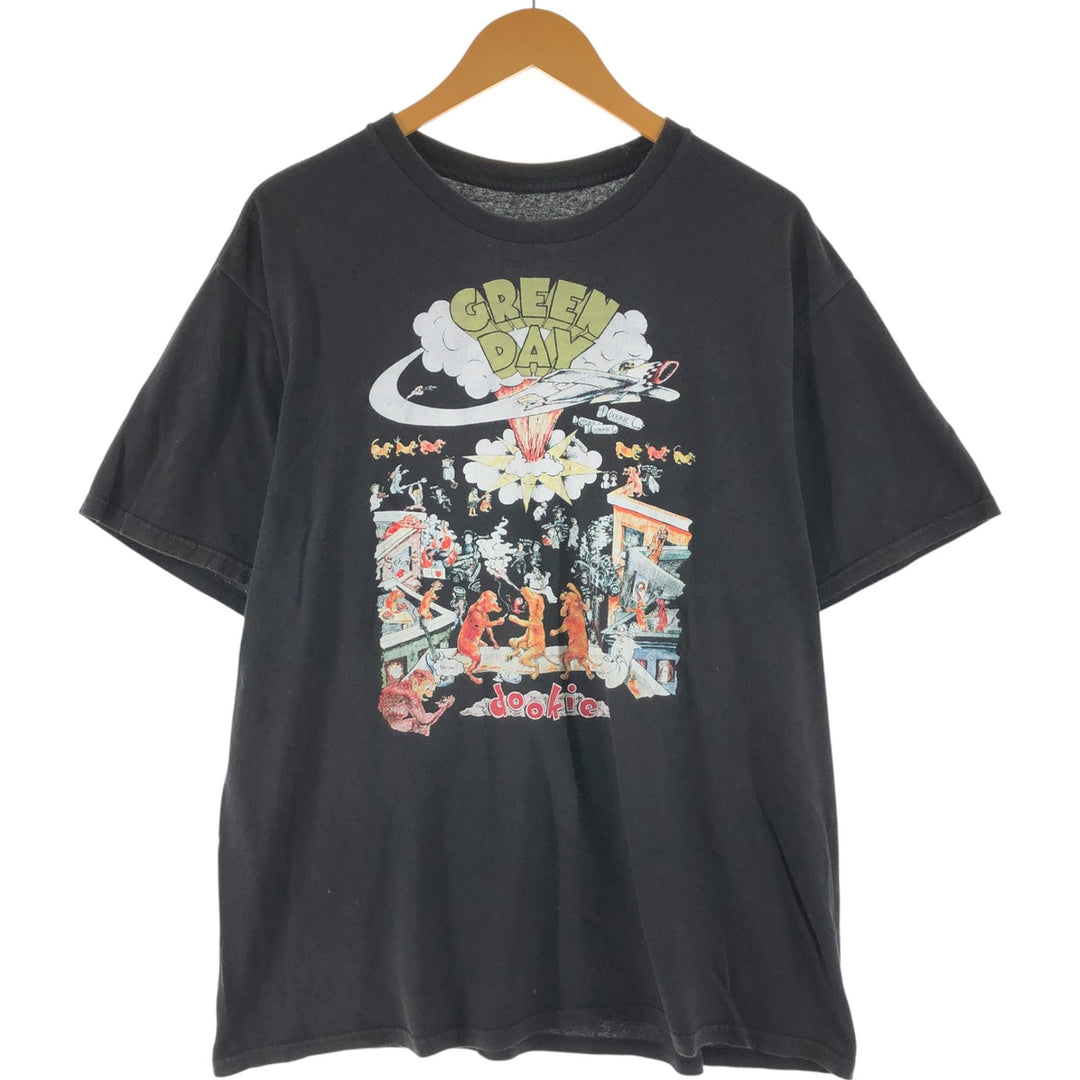 GREEN DAY Green Day Band T-shirt Band T Men's XL size cotton black type Vintage Second Hand