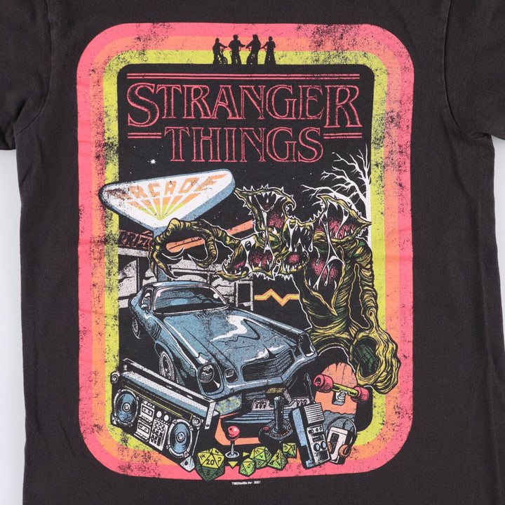 STRANGER THINGS Stranger Things Movie T-shirt Men's S size unclear black type Vintage Second Hand