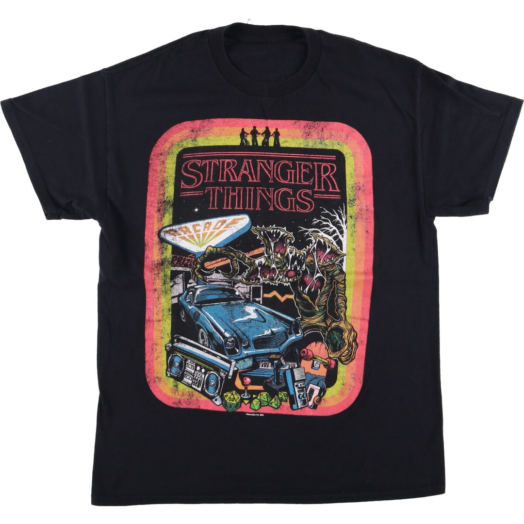 STRANGER THINGS Stranger Things Movie T-shirt Men's M size unclear black type Vintage Second Hand