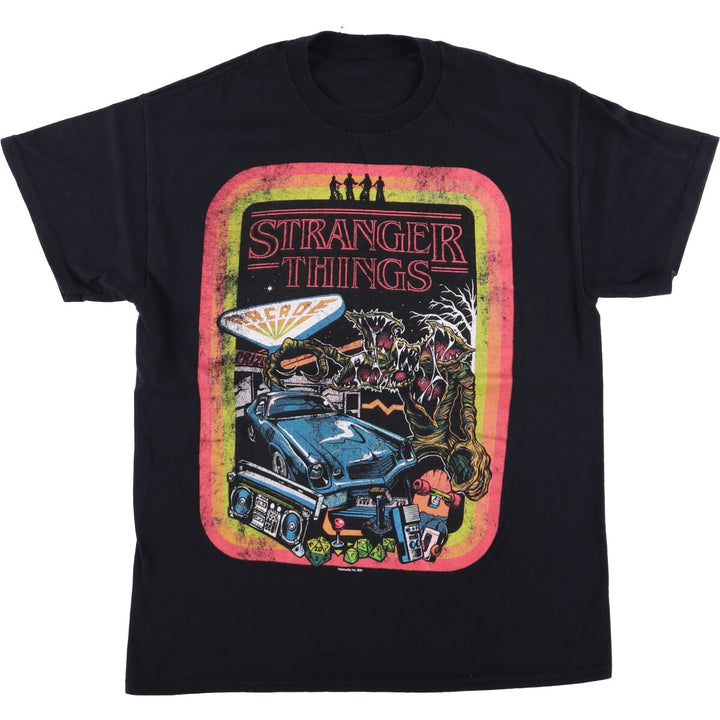 STRANGER THINGS Stranger Things Movie T-shirt Men's M size unclear black type Vintage Second Hand