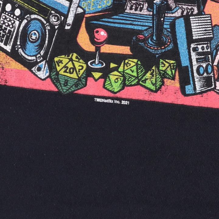 STRANGER THINGS Stranger Things Movie T-shirt Men's M size unclear black type Vintage Second Hand