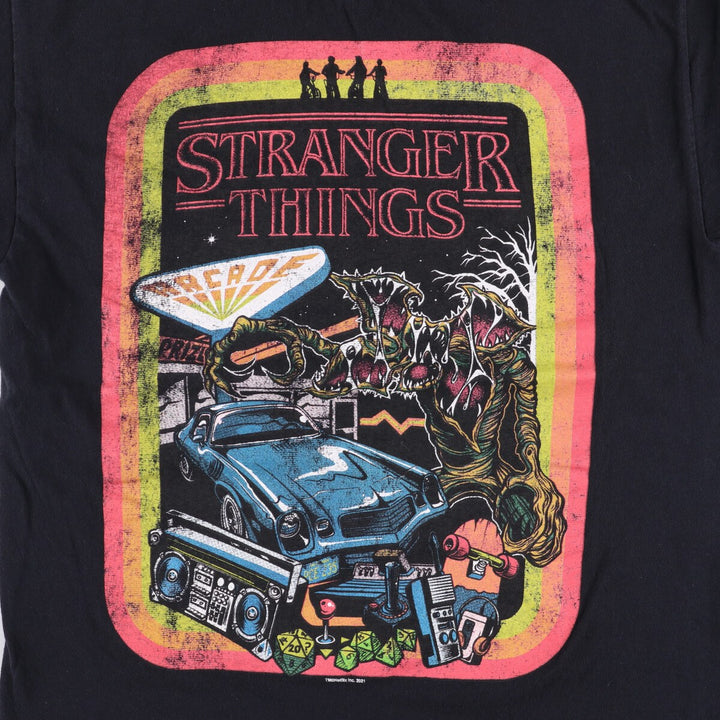 STRANGER THINGS Stranger Things Movie T-shirt Men's M size unclear black type Vintage Second Hand