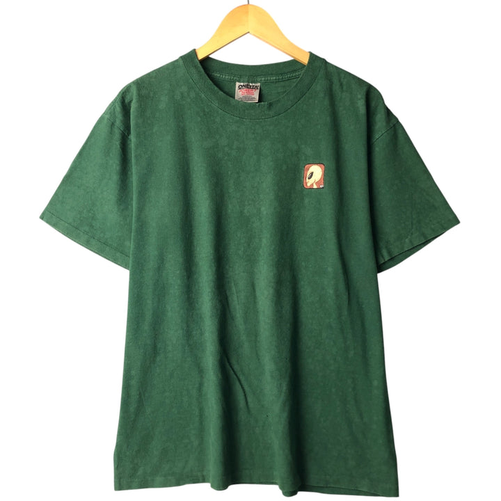 90'S ONEITA POWER-T Alien Embroidered T-shirt Made in USA Men's L Size Vintage cotton Green type dark green Vintage Second Hand