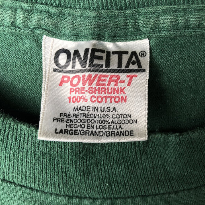 90'S ONEITA POWER-T Alien Embroidered T-shirt Made in USA Men's L Size Vintage cotton Green type dark green Vintage Second Hand