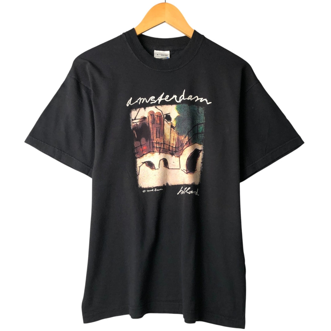 90'S Fruit of the Loom MARK RAVEN Art T-shirt Men's M size Vintage cotton black type Vintage Second Hand