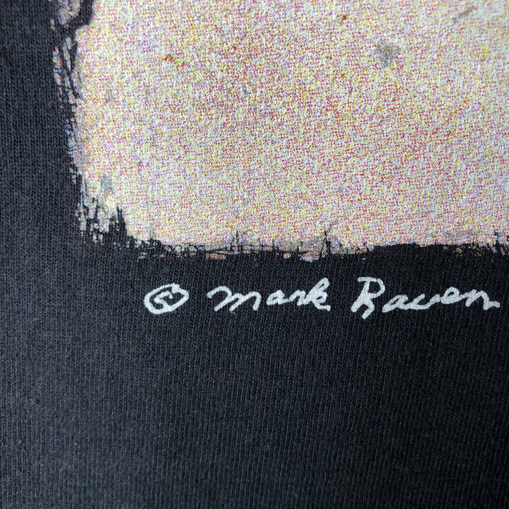 90'S Fruit of the Loom MARK RAVEN Art T-shirt Men's M size Vintage cotton black type Vintage Second Hand