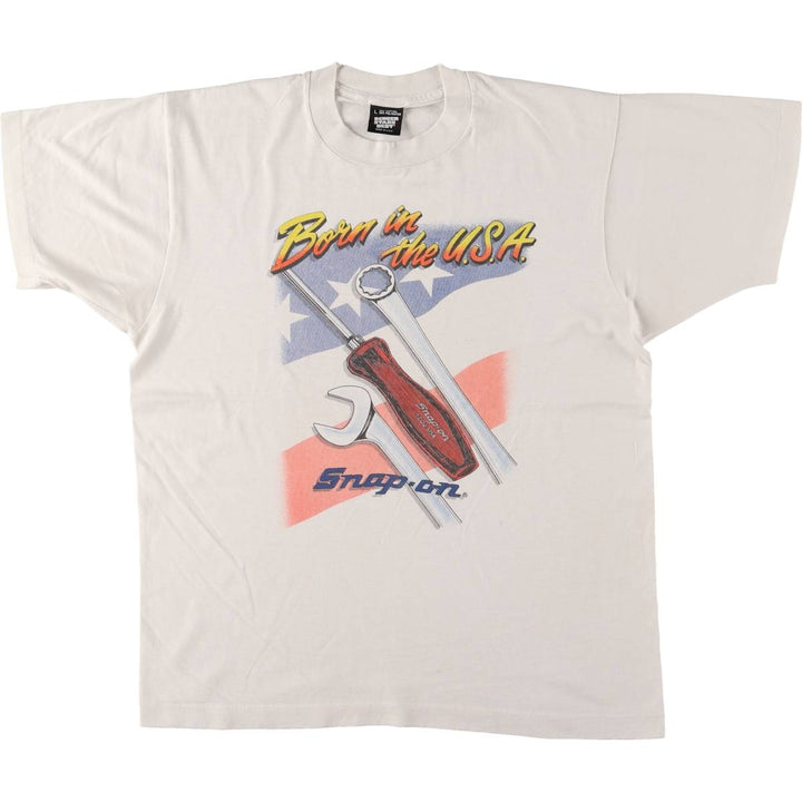 Vintage 90'S Screen Stars SNAP-ON Advertising T-Shirt, Made in USA, Men's Size L cotton white type Vintage Second Hand
