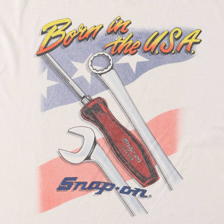 Vintage 90'S Screen Stars SNAP-ON Advertising T-Shirt, Made in USA, Men's Size L cotton white type Vintage Second Hand