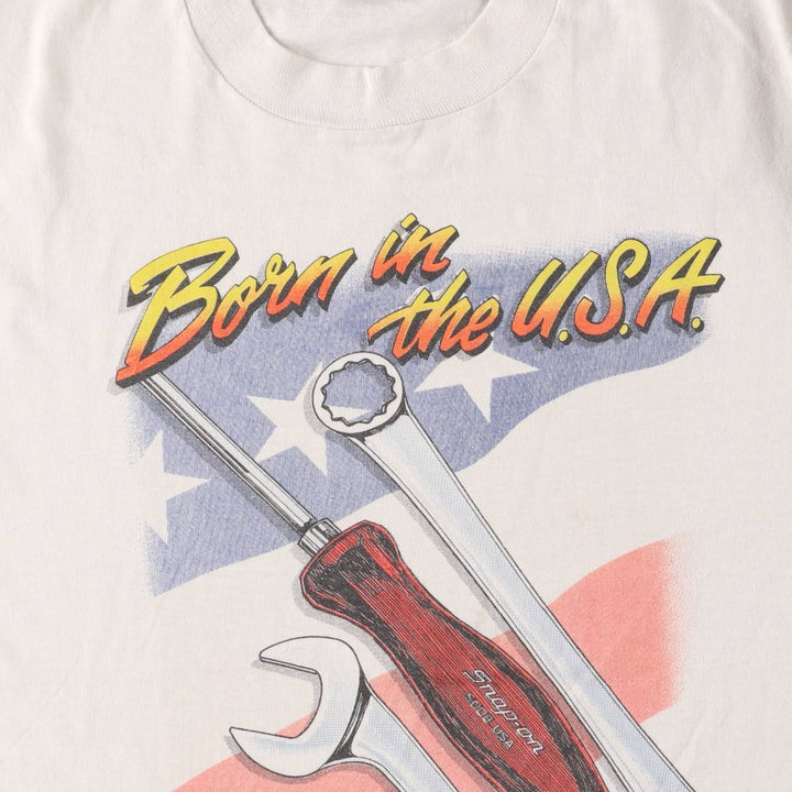 Vintage 90'S Screen Stars SNAP-ON Advertising T-Shirt, Made in USA, Men's Size L cotton white type Vintage Second Hand