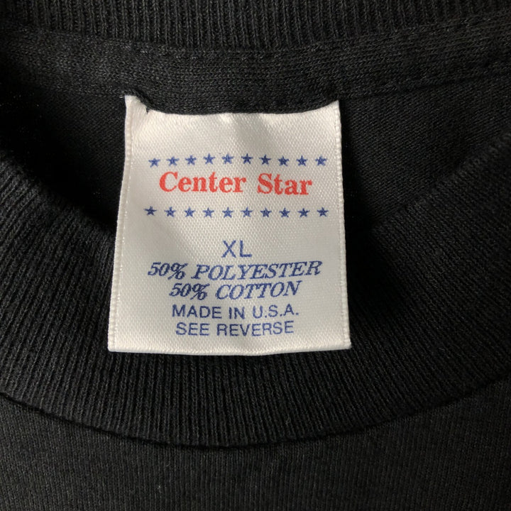 90'S CENTER STAR Message Print T-Shirt Made in USA Men's XL Vintage polyester black type Vintage Second Hand